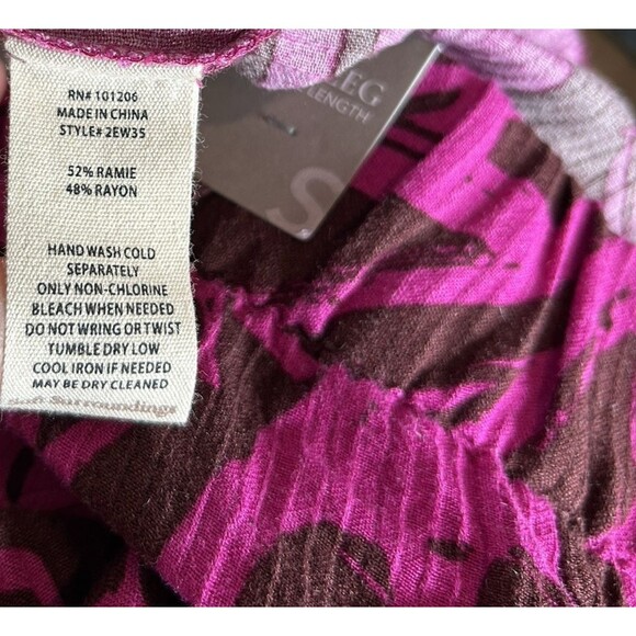 Soft Surroundings Wide Leg Pants S Gauze Tropical Floral Beach Pull On NEW - Picture 8 of 8